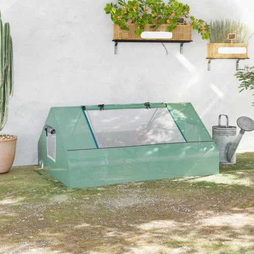 Mini Greenhouse With 2 Large Windows And Ground Nails