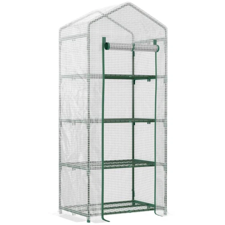 Portable Walk-in Greenhouse With 4 Tier Shelves